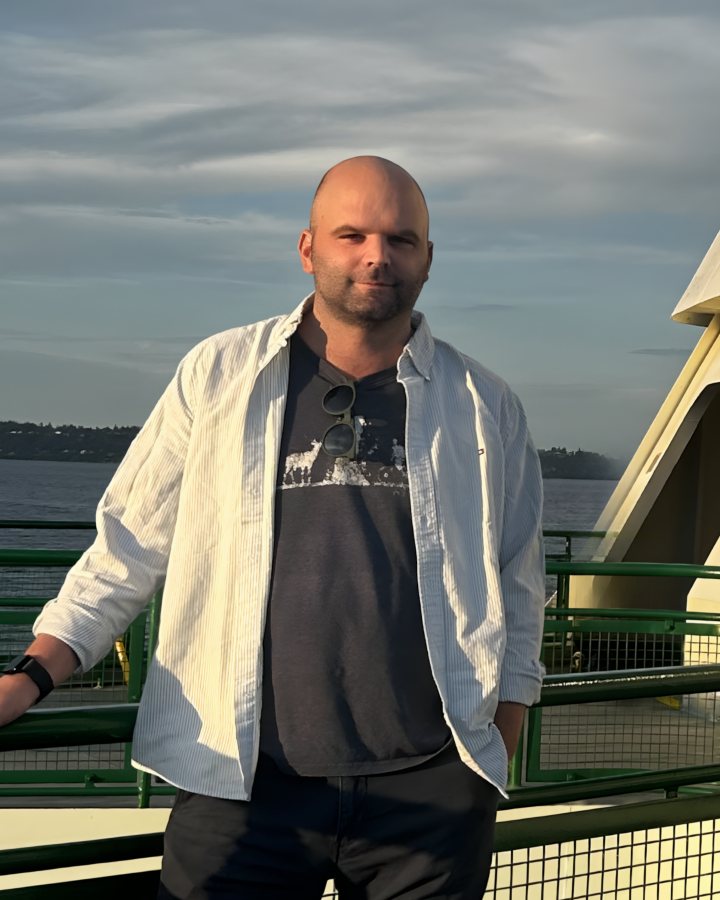 Portrait of Antonin Sulc on a Seattle ferry at sunset